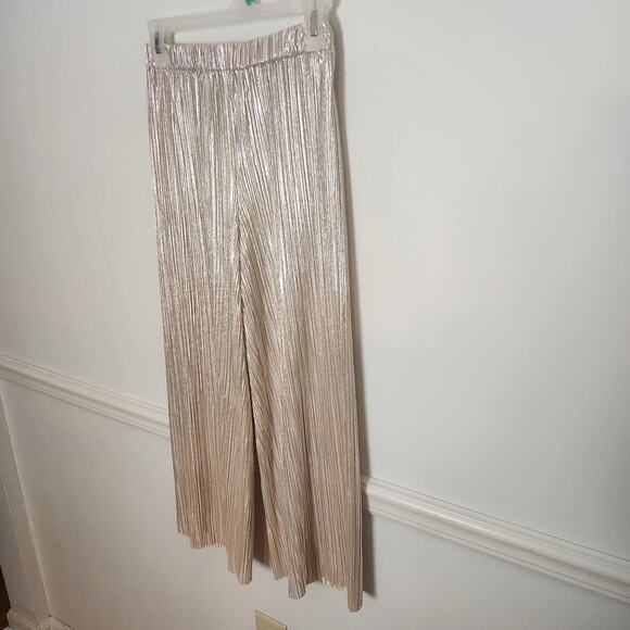 FLAW Alice + Olivia Elba Pants Size 2 Womens Pleated Crop Metallic Gold Cocktail - Picture 5 of 13